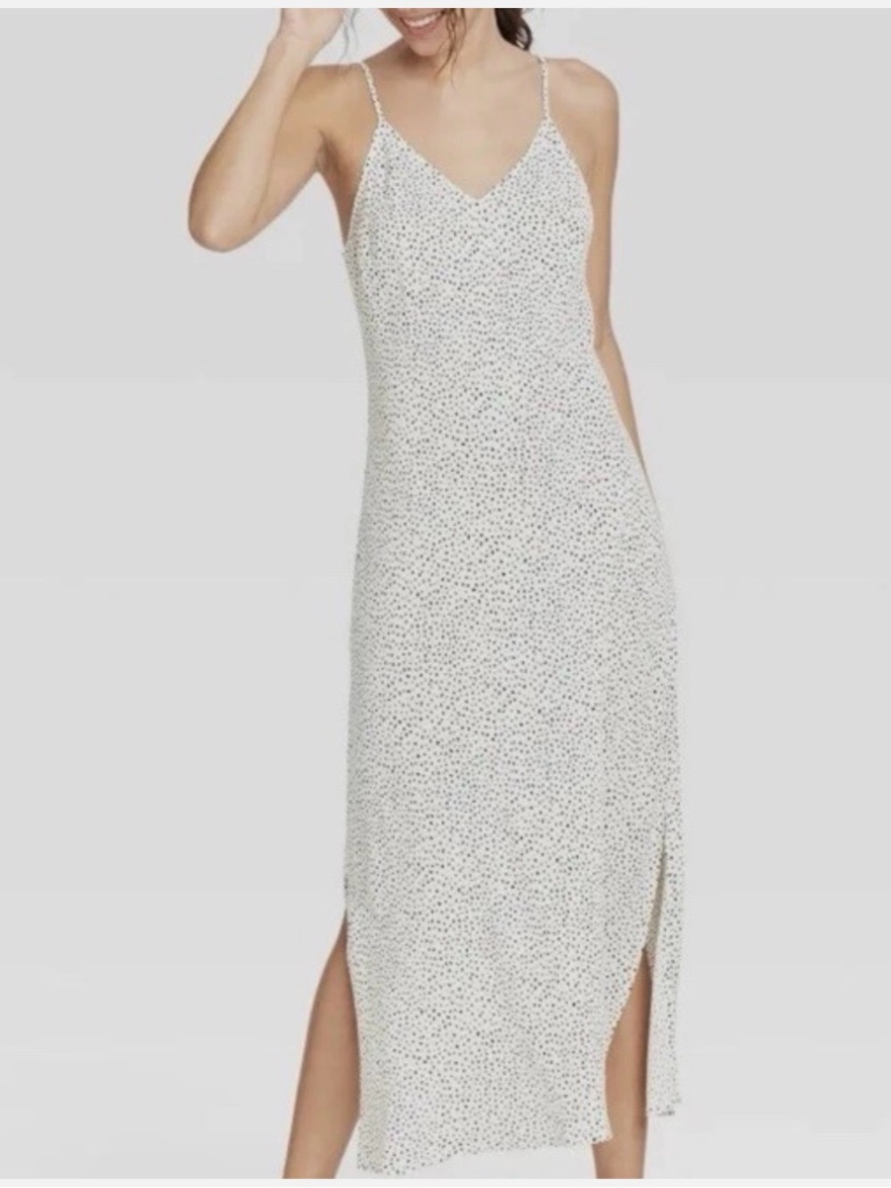 a new day White Midi Slip Dress with Black Micro Dot Print